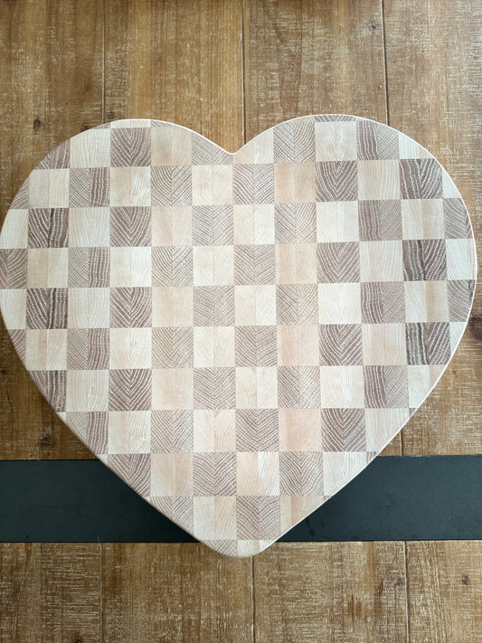 Oak+Maple "heart-shaped" end grain cutting board