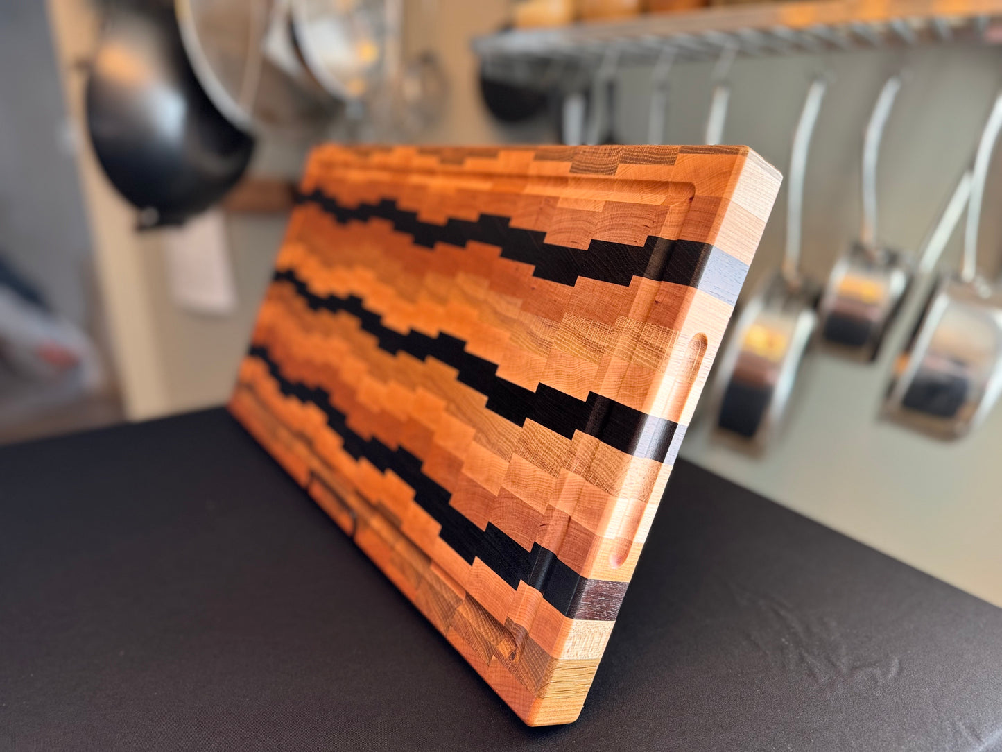 "WAVERLEY" MAPLE+WALNUT+CHERRY+WHITE OAK END GRAIN CUTTING BOARD