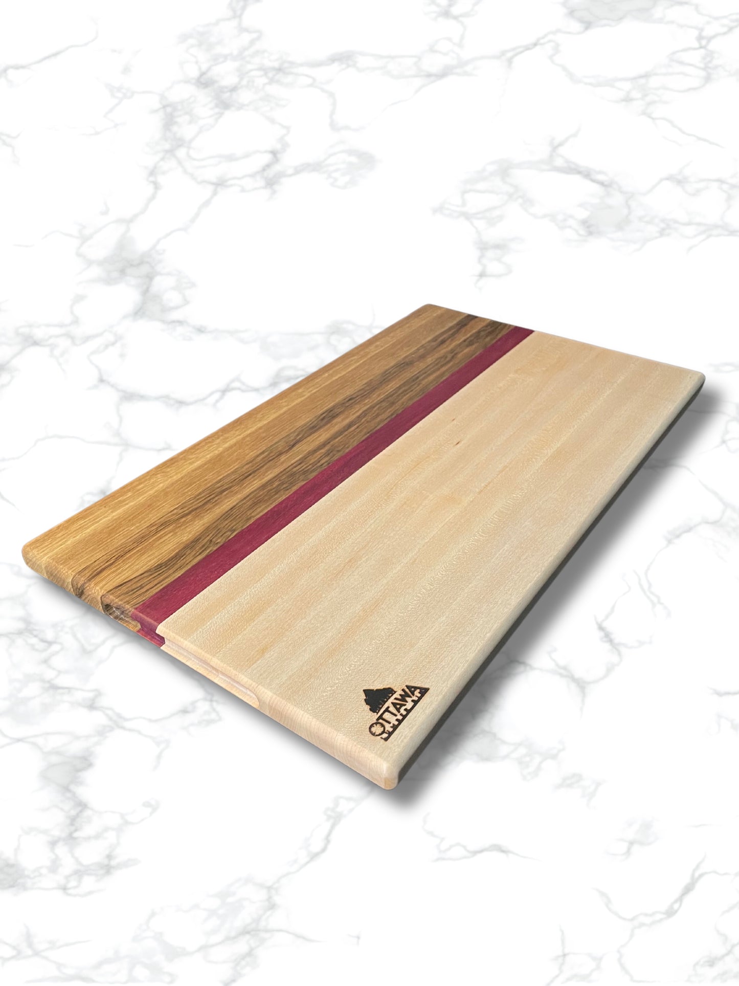 "BLACKHEART" MAPLE+BLACK LIMBA+PURPLEHEART CHARCUTERIE BOARD