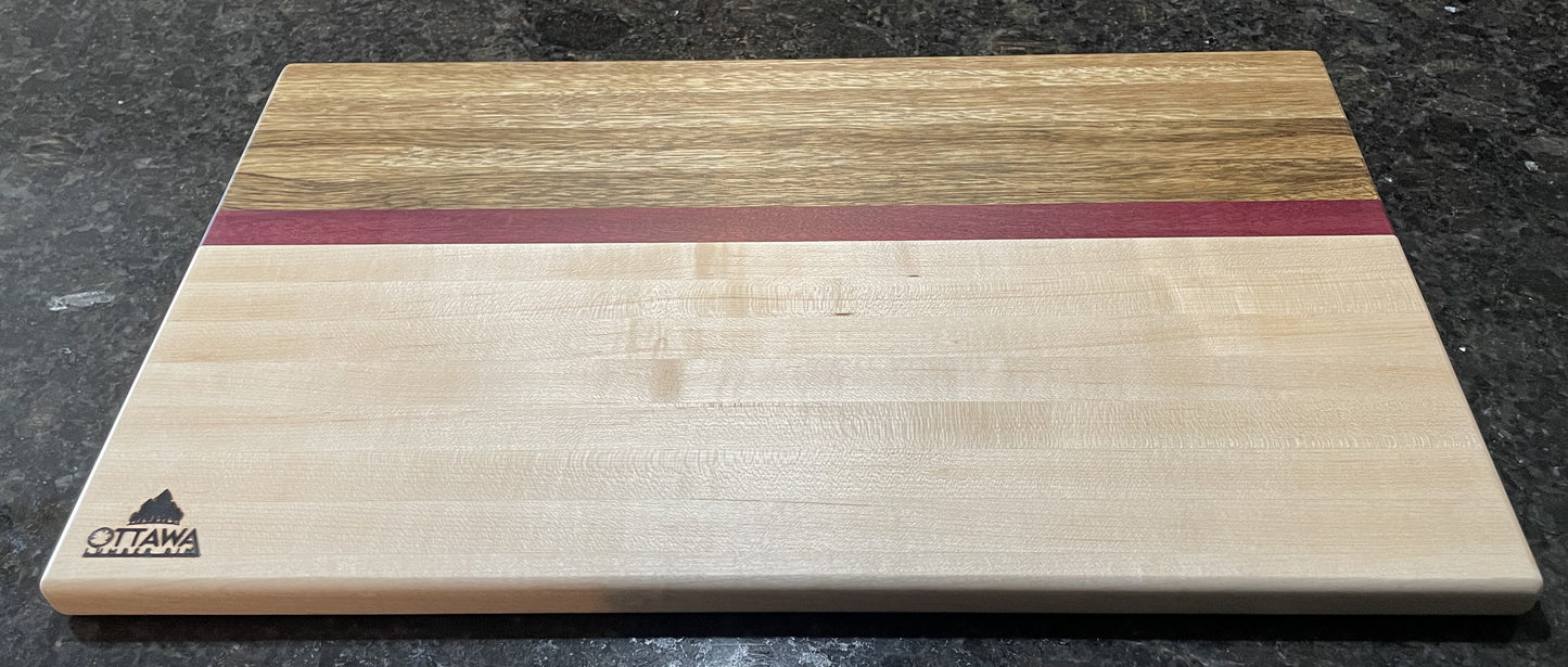 "BLACKHEART" MAPLE+BLACK LIMBA+PURPLEHEART CHARCUTERIE BOARD